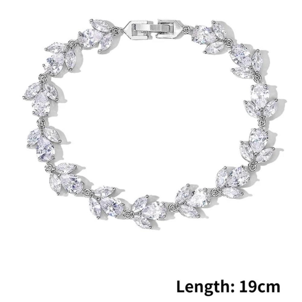 Leaf Cubic Zirconia Chain Bracelets